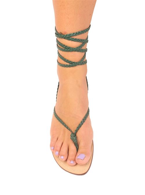 Green braided sandals Da Costanzo | SCHIAVA TRECCINA FORCAXVERDONE
